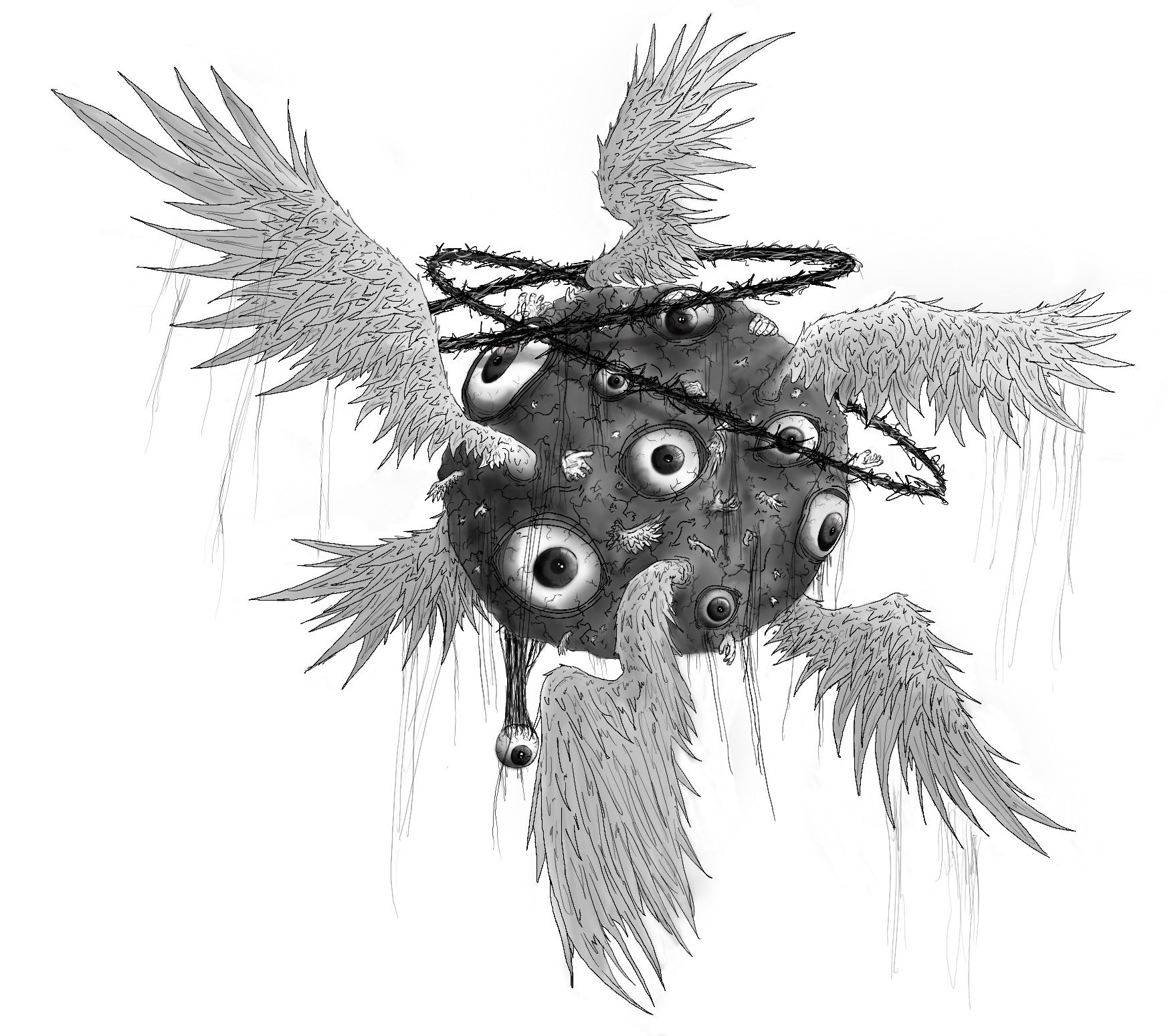 A digital drawing based off my interpretation of a Cherub.